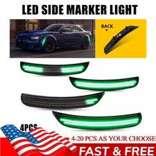 Green LED Side Marker Lights For Dodge Charger 2015-2023 Smoked Front Rear 4-20X picture