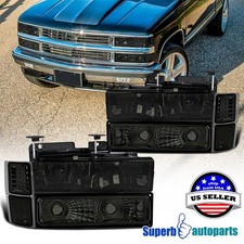 Fits 1994-1998 Chevy C10 C/K 1500 2500 3500 Headlights Front Corner Bumper Smoke picture