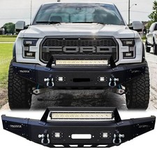 Vijay New Steel Front Bumper W/Winch Plate+LED Lights For 2015-2017 Ford F150 picture