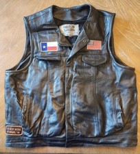 Women's Biker Vest Freedom Thirteen Leather Motorcycle 3XL Texas Flag picture