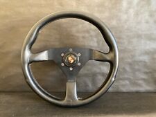 Momo Corse 350mm Porsche 944 924 Black Leather Steering Wheel /Hub Adapter 80's picture
