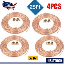 4x Copper Nickel Brake Line Tubing Kit 3/16 OD 25 FT Coil Roll All Size Fitting picture