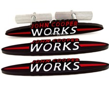 3x BLACK White JOHN COOPER WORKS Front Grille Badge Stickers 13.5CM for MINI JCW picture