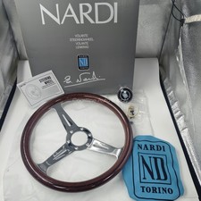 NARDI Classic 360mm Mahogany Wood Steering Wheel Silver Chrome Finish Premium HD picture