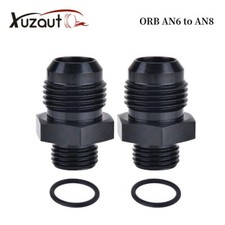 2PCS ORB-6 O-ring Boss AN6 6AN to AN8 8AN Male Adapter Fitting Black picture