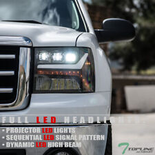 Topline For 2007-2014 GMC Sierra Full LED Sequential Projector Headlights -Black picture