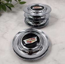 4 Chrome Floating Center Caps XL Rim For Cadillac Forgiato Emblem 7.2 In 182 mm picture