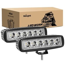 Nilight LED Light Bar 2PCS 18W 6Inch Flood LED Pods Offroad Fog Light Waterproof picture