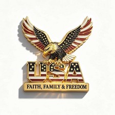 Metal 250th US Anniversary 3D Metal Patriotic Eagle American Flag Car Emblem picture