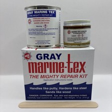 Marine-Tex Putty Repair Kit Gray 14 oz w/ Hardener and Mixing Stick picture