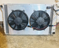 Chevelle LSX LTX Swap Aluminum Radiator Dual Fans 3000 CFM ECP Racing 1968-1977 picture