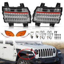 2Pcs DRL LED Fender Lights W/ Sequential Signal for 18-22 Jeep Wrangler JL picture