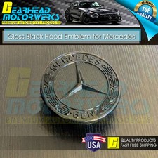 AMG Hood Emblem Gloss Black Front Flat Laurel Wreath Badge Mercedes Benz 57mm OE picture