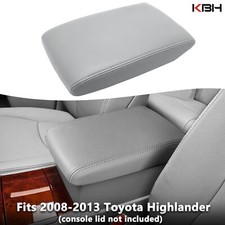 Fits 2008-2013 Toyota Highlander Leather Center Console Armrest Lid Cover Gray picture