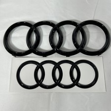 2pc Audi Q7/SQ7 Front Grille 315mm & Rear 230mm Emblem Rings Gloss Black picture