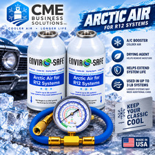 Envirosafe Arctic Air for R12, Refrigerant support, 2 cans Brass Gauge picture