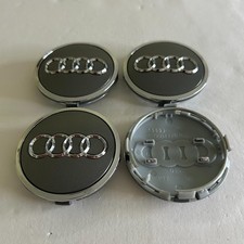 4pc Gray Chrome Wheel Center Caps 69mm Rim Hub Caps fits Audi A3 A4 A6 Q5 Q3 picture
