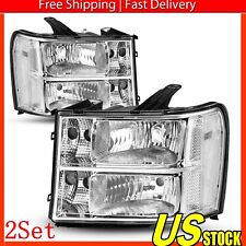 Headlights Fits 07-13 GMC Sierra 1500 2500HD 3500HD Clear Lamps Left+Right 2Set picture