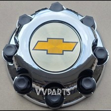 1  YELLOW CHEVY SILVERADO AVALANCHE SIERRA 8 LUG 1500 2500 CHROME WHEEL HUB CAP picture