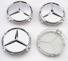 4 x 75mm Matte Chrome Emblem For Mercede-s C E S Wheel Rim Cover HubCaps picture