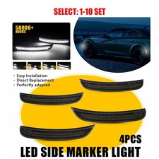 For 2015-2022 Dodge Charger Smoked Front Rear White LED Side Marker Lights 4-40x picture