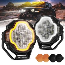 2PCS 5 Inch LED Pod Lights Spot Side Shooter Background White Amber DRL Off Road picture