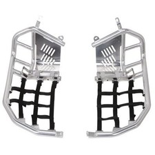 Tusk Foot Peg Nerf Bars Heel Guards Silver Black Webbing fits Z400 Quadsport picture