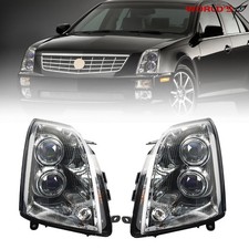 For Cadillac STS 2005-2011 Clear Headlight Halogen Black Housing Right+Left Side picture