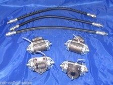 4 Front & Rear Wheel Cylinders w/ Brake Hoses for 1939-41 Chevrolet / Chevy Cars picture