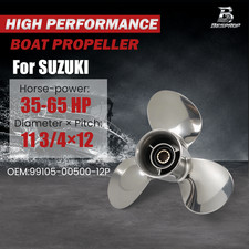 11 3/4x12 Outboard Propeller For Suzuki 35-65HP Boat 13 Tooth Stainless Steel picture