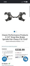1973-1987 CHEVY C10 TRUCK 2.5 INCH DROP SPINDLES SQUARE BODY PAIR NEW 2WD 1.25 picture
