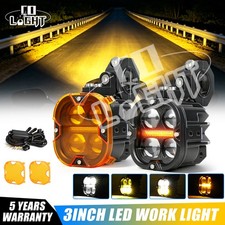 Pair 300W Motorcycle Headlight Fog Lights Amber White Led Auxiliary Driving Lamp picture
