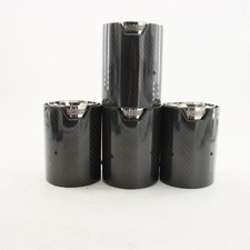 4PC Glossy Carbon Silver Exhaust Tip M3 M4 M135i M235i M140i M240i Inlet 63MM picture