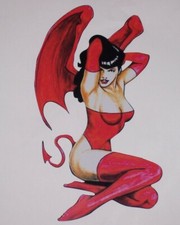 Sexy Brunette DEVIL PIN UP truck Girl Window Decal picture