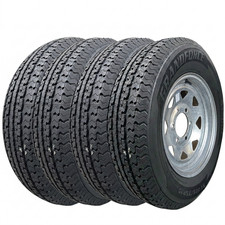4PCS GRANDFORCE Trailer Tires ST205/75R15 on 15x6 6x5.5 Galvanized Mod Wheels picture
