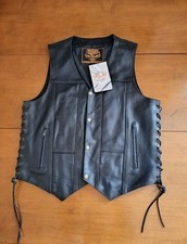 Men's Leather Vest Adjustable Side Laces Size L picture