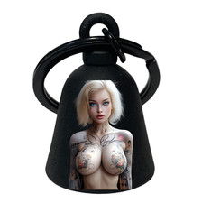 Sexy Tattooed Blond Motorcycle 'Evil Spirits' Biker Guard Bell. Flat Black Bell picture