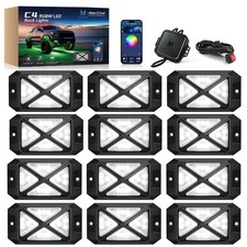 MICTUNING C4 RGBW LED Rock Lights,12 Pods Wide Angle Underglow Neon Light Kits picture