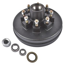 8 Lug Trailer Brake Hub Drum 12 in 8 on 6.5 for 7000 8000 lbs Axle Bearings picture