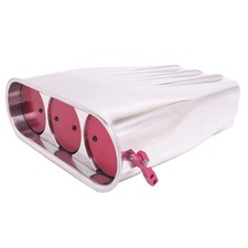 Polished Aluminum 4BBL Finned Red Butterfly Mini Hood Scoop Air Cleaner Single picture
