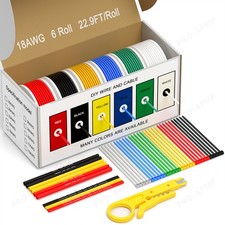 18 AWG Stranded Hookup Wire PVC Insulation Electrical Cable 6 Colors Each Roll picture