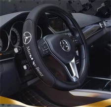Black 38cm/15inch Steering Wheel Cover For Mercedes Benz New Faux Leather Nice picture