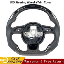 LED Real Carbon Fiber Steering Wheel For Audi A3 A4 A5 RS4 RS5 RS6 S3 S5 W/Trim picture