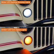 2Pcs Front Turn Signal Amber Lamps w/ White DRL Fit 1976-1986 Jeep CJ5 CJ7 CJ8 picture
