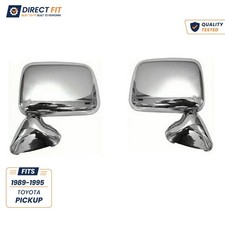 New Fits 1989-1995 TOYOTA PICKUP Left Right Side Chrome Manual Mirror Set of 2 picture