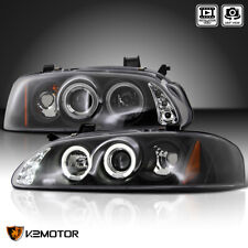 Black Fits 2000-2003 Sentra LED Halo Projector Headlights Lamps Left+Right picture