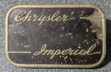 VTG Metal Chrysler Imperial Badge Emblem Tag Decal Ornament Script Nameplate Gas picture