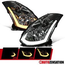 Fit 2003-2007 Infiniti G35 Coupe Smoke HID Projector Headlights LED Sequential picture
