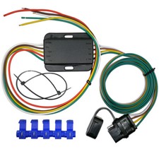 Non-powered 3 to 2 Wire Tail Light Converter with 4 Way Flat Trailer Connector picture