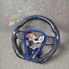 Forged blue carbon fiber balck leather steering wheel for 2018-2023 Toyota Camry picture